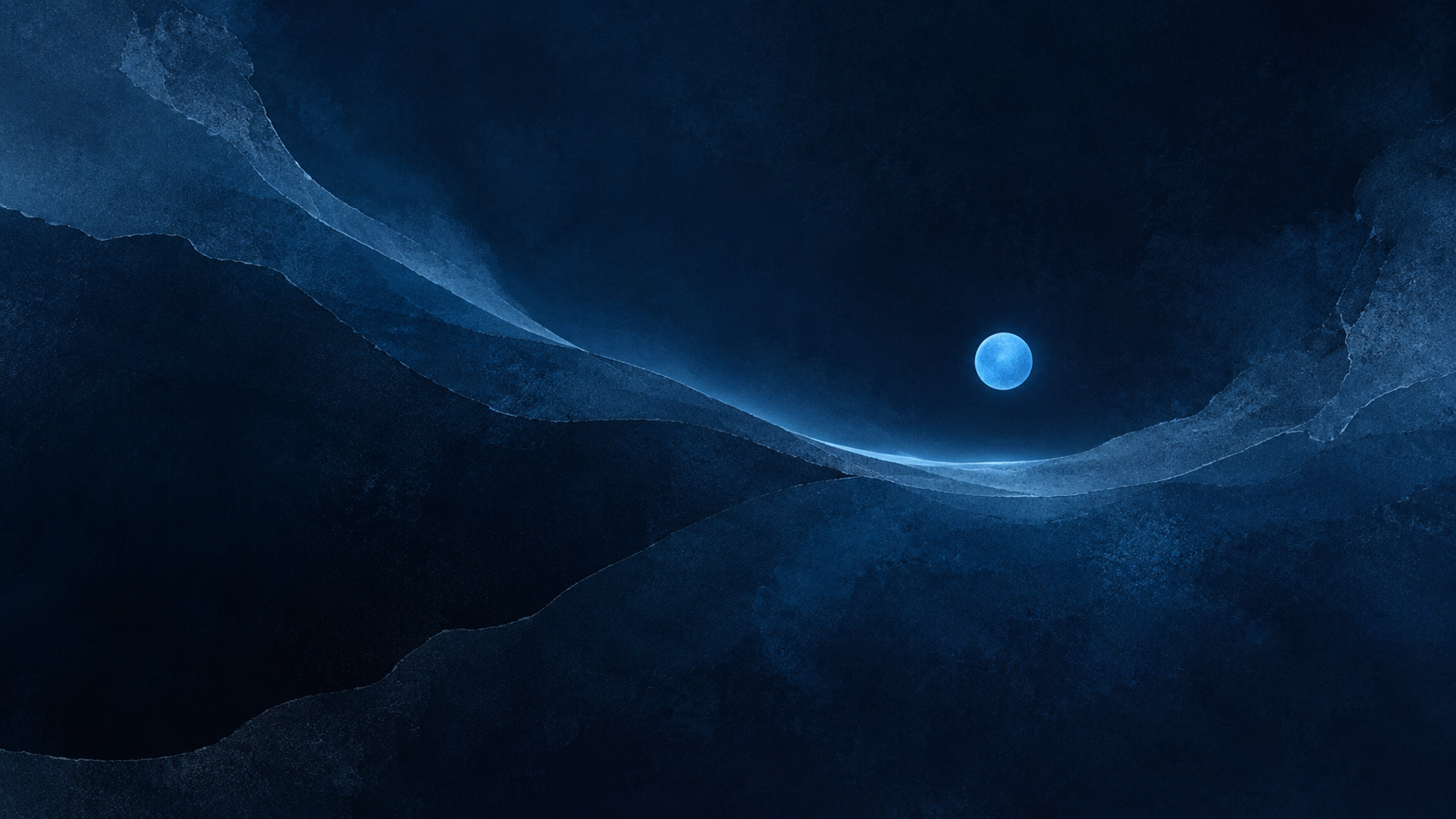 An abstract field of deep blue with a quiet point of light